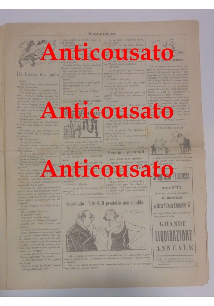 IL NUOVO CORRIERE settimanale pupazzettato BARI 14 settembre 1925 umoristico