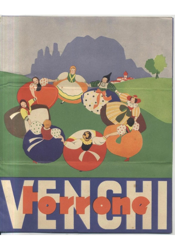 VENCHI TORRONE pubblicità depliant 1935 Chiarel illustrato studio Chiarelli