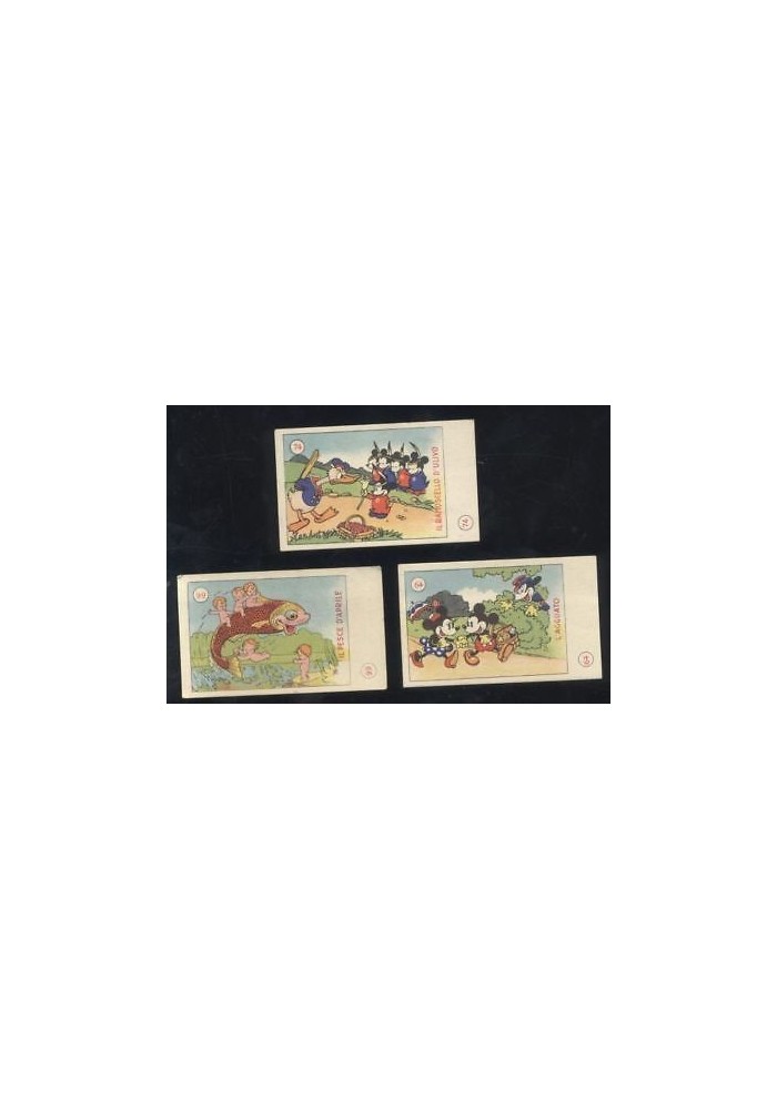 3 figurine TOPOLINO ELAH originali 1936 n. 64 74 99 ottime condizioni paperino
