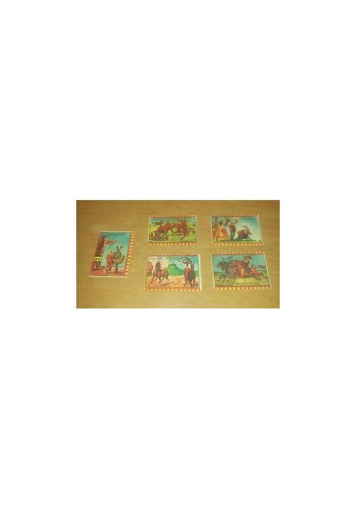 5 FIGURINE NANNINA 1953 FAR WEST indiani butteri a colori