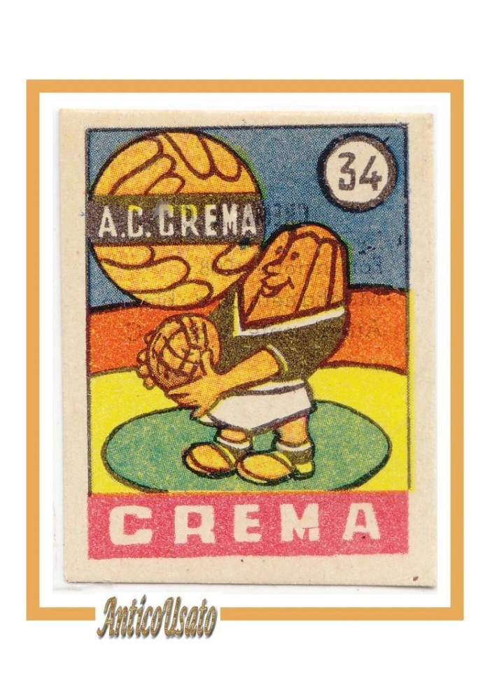 FIGURINA calcio CREMA mascotte scudetto 1949 Originale Mundus o Nannina vintage