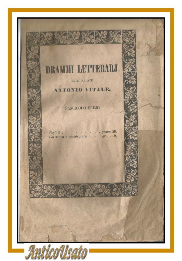 ARIOSTO CAPITATO TRA I BRIGANTI dell'abate Antonio Vitale 1846 libro drammi