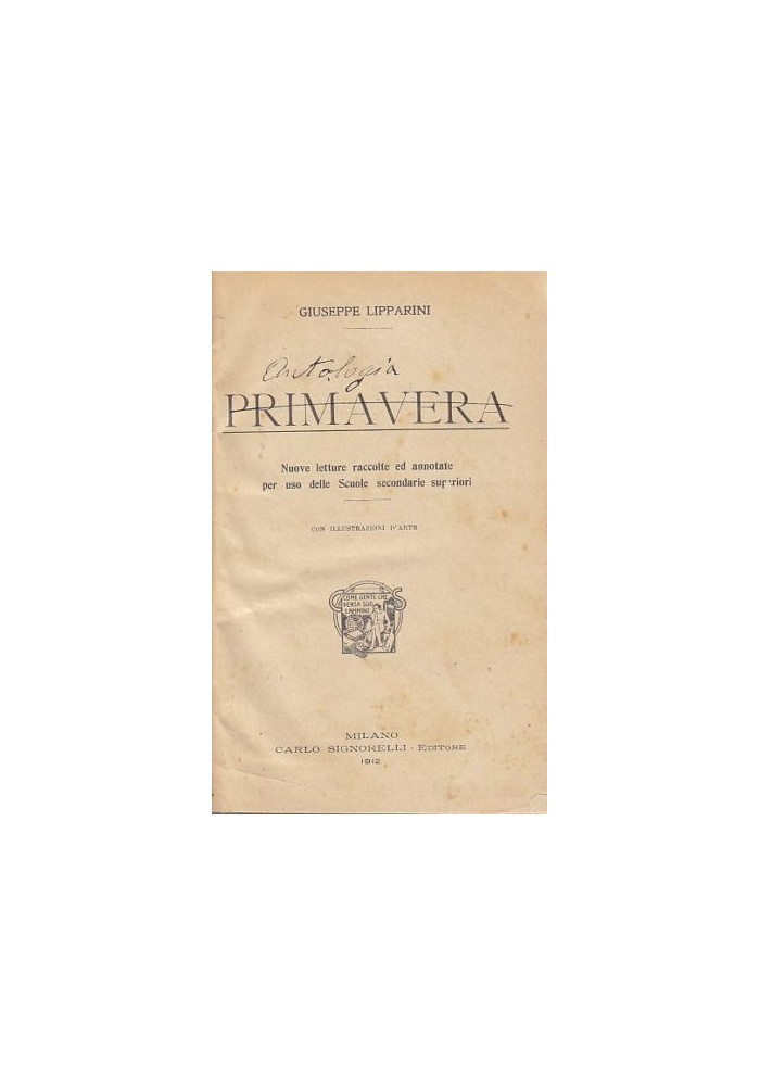 PRIMAVERA di Giuseppe Lipparini ORIGINALE D'EPOCA 1912 - scolastico