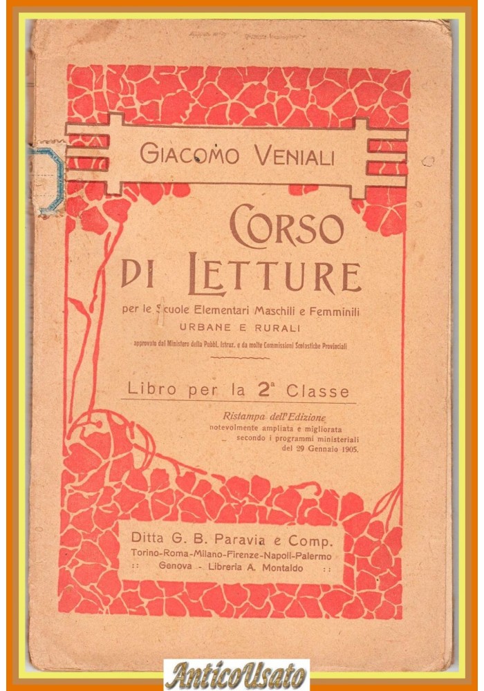 CORSO DI LETTURE Giacomo Veniali scuole elementari rurali 1917 Libro 2 classe