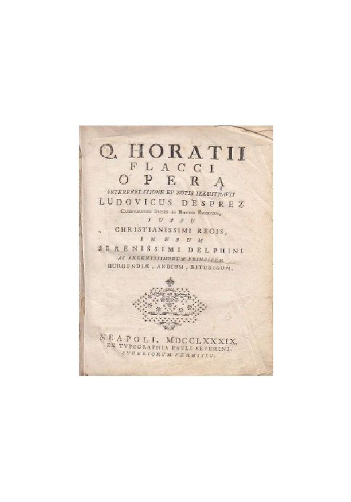 Horatii Flacci Opera Interpretatione Ludovicus Desprez 1789 libro antico Orazio