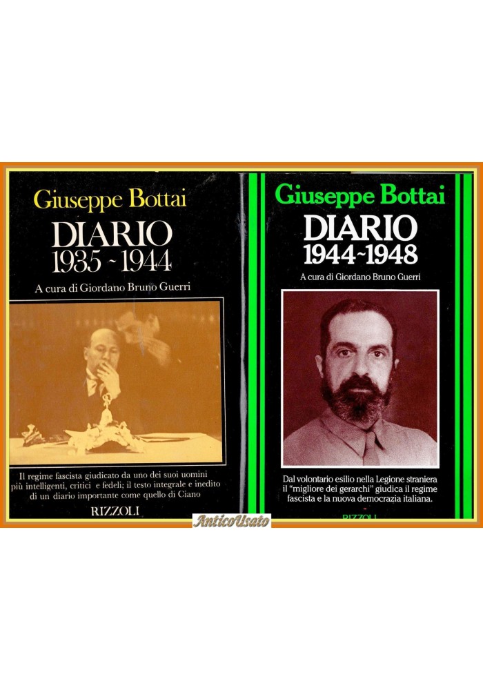 DIARIO 1935 1944 1948 di Giuseppe Bottai 2 volumi Rizzoli 1988 Libro fascismo