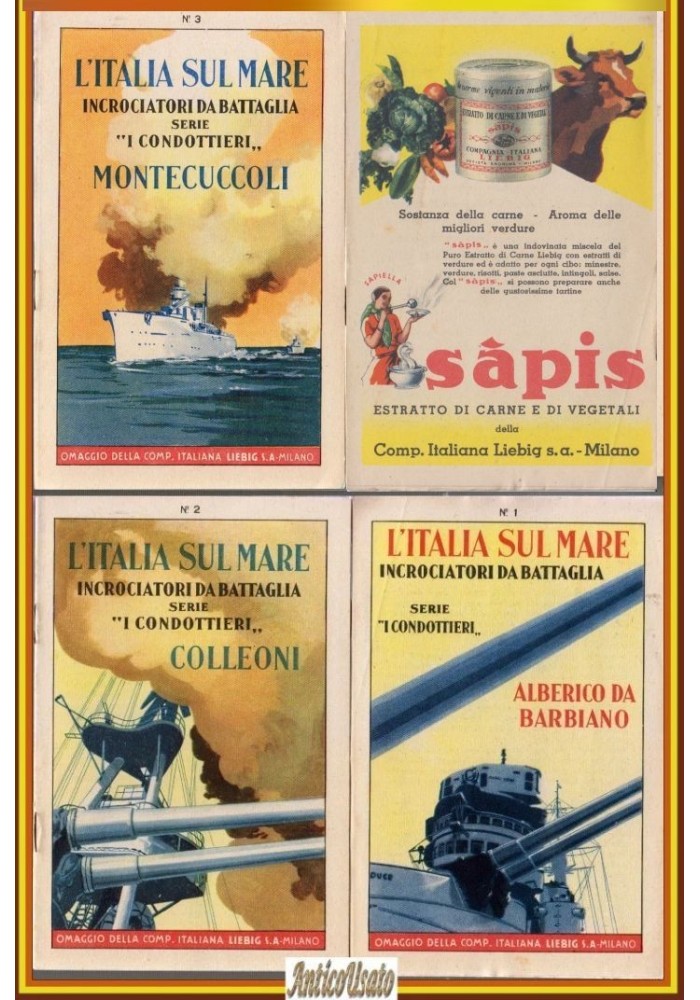 L'ITALIA SUL MARE INCROCIATORI DA BATTAGLIA 3 volumi LIEBIG libri Navi 1939