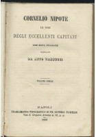 LE VITE DEGLI ECCELLENTI CAPITANI di Cornelio Nipote 1860 Libro Vannucci