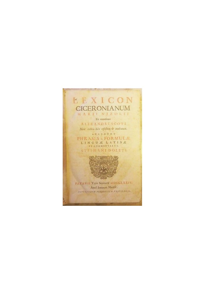 LEXICON CICERONIANUM Marii Nizoli ex recensione Alexandri Scoti 1734 Manfrè