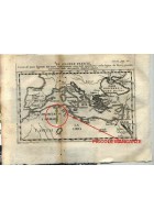 MAPPA 1740 ITALIA MEDITERRANEO LIBIA SPAGNA INCISIONE STAMPA ANTICA GRAVURE