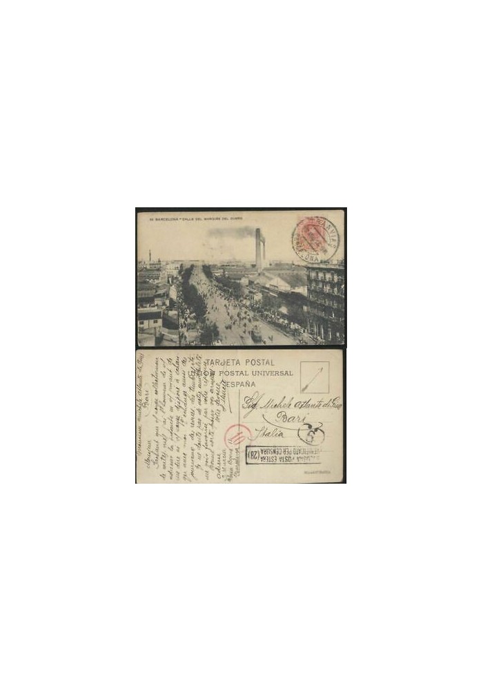BARCELONA calle del marques del Duero cartolina viaggiata 1916 tarjeta postal