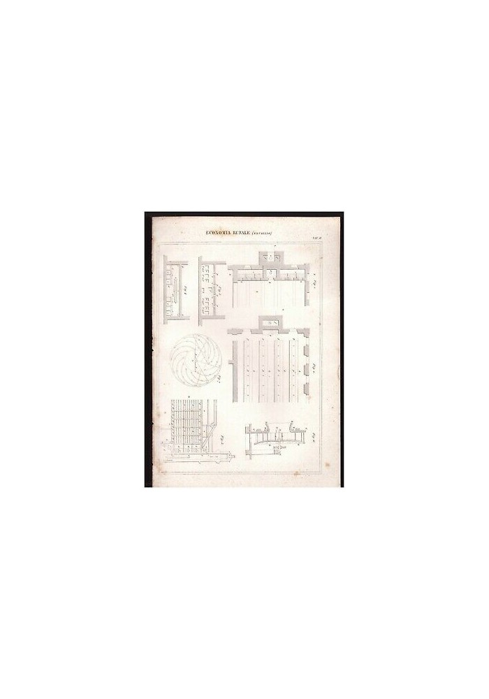 ECONOMIA RURALE Filugello tavola II INCISIONE STAMPA RAME 1866 disegno