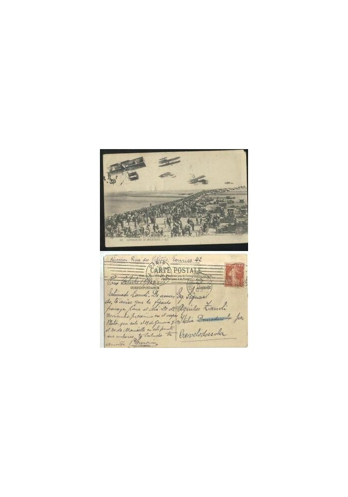 Concours D'aviation LL cartolina viaggiata 1909