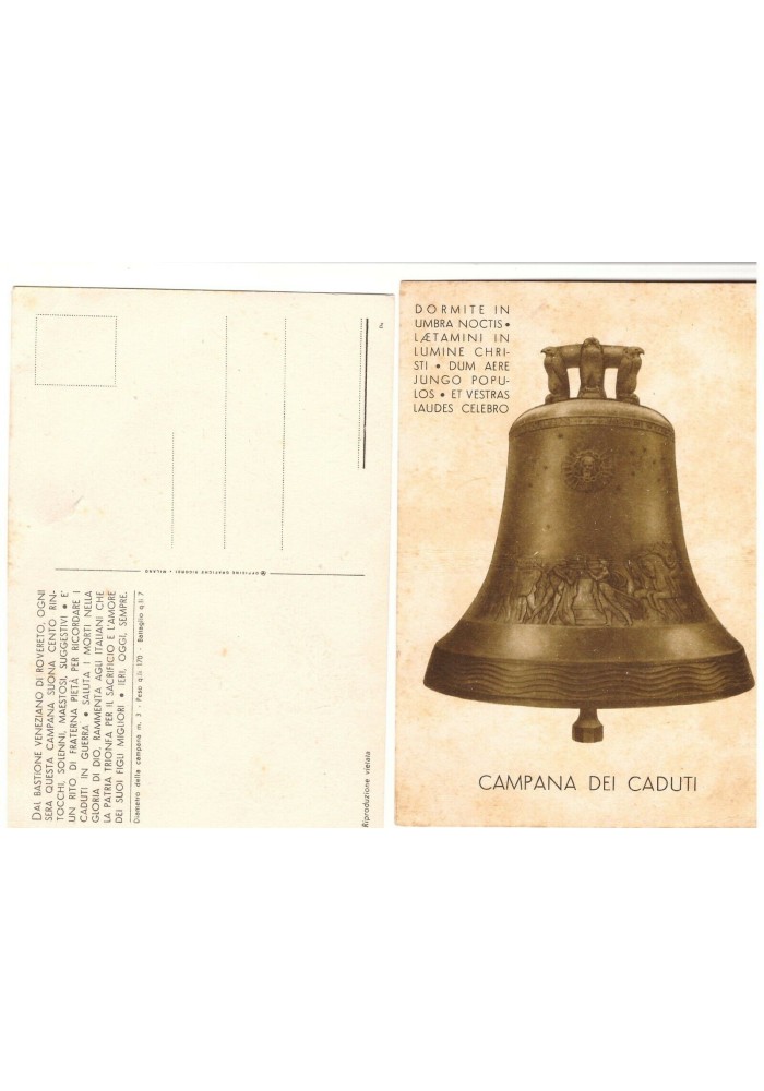 Campana Dei Caduti di Rovereto Cartolina Vintage Originale
