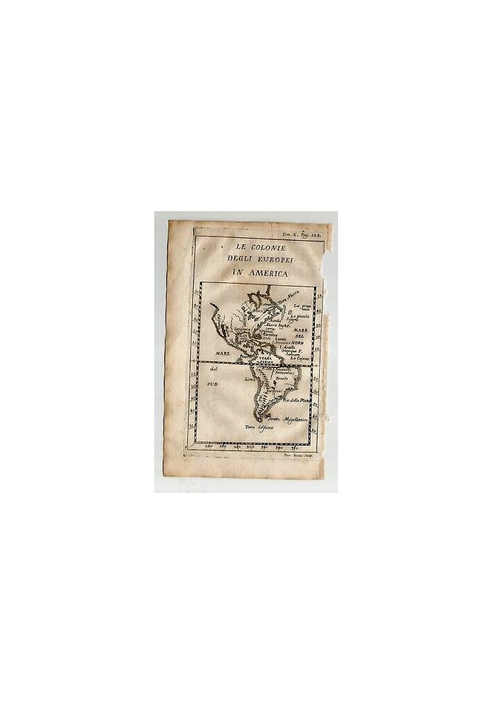 le colonie degli europei in America 1740 INCISIONE STAMPA RAME GRAVURE ANTICA