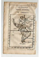 le colonie degli europei in America 1740 INCISIONE STAMPA RAME GRAVURE ANTICA