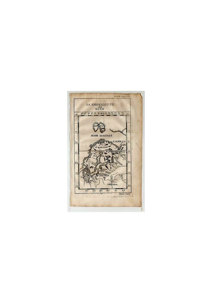 La Navigazione Del Nord 1740 Incisione Stampa Antica Originale Gravure