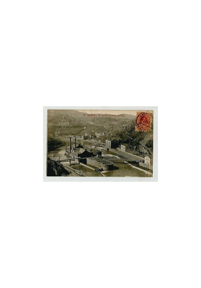 Bilbao Isla de san Cristobal La Pena viaggiata 1916 tarjeta cartolina postale