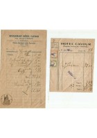 2 RICEVUTE del 1921 HOTEL CAVOUR Napoli Piazza Garibaldi alla ferrovia