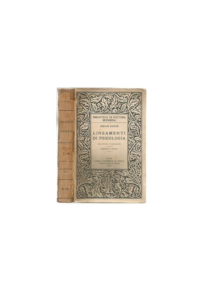 LINEAMENTI DI PSICOLOGIA di Josiah Royce 1928 Laterza editore