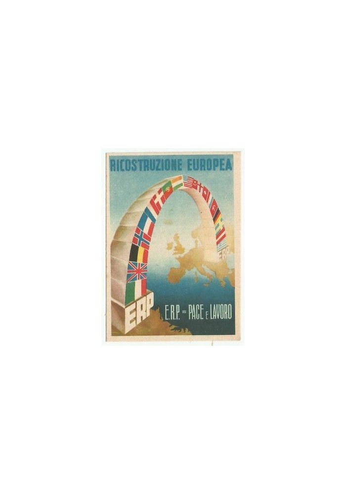 RICOSTRUZIONE EUROPEA ERP cartolina non viaggiata 1949 colori formato grande