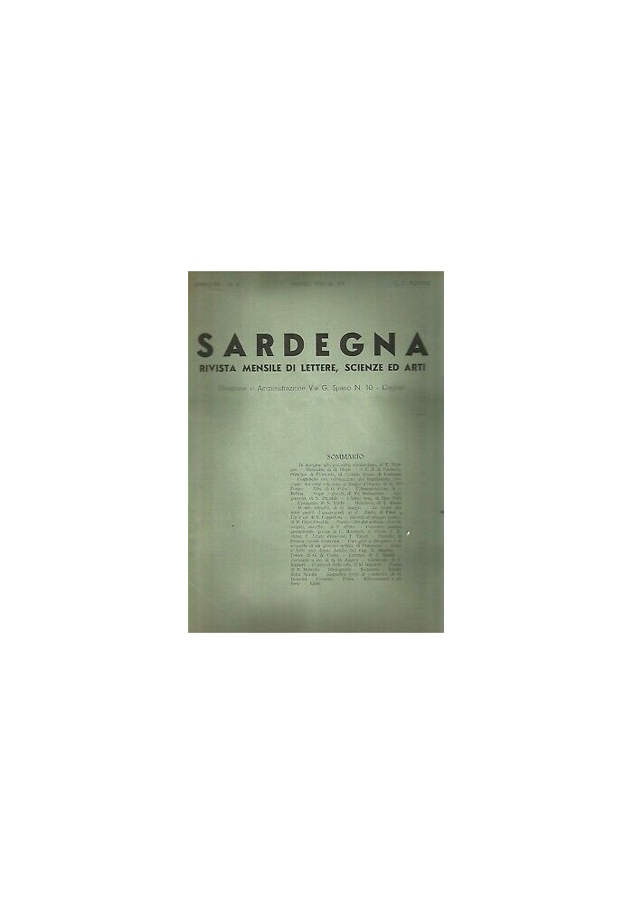 SARDEGNA mensile di lettere scienze marzo 1935 RARO RIVISTA giornale