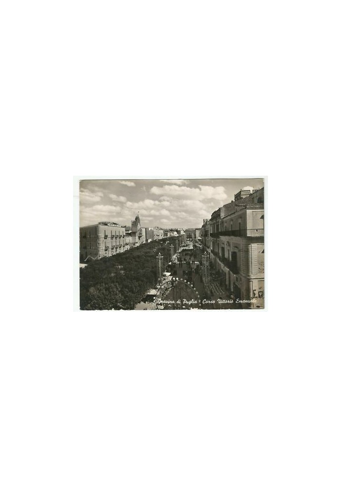 GRAVINA DI PUGLIA (BARI) Corso Vittorio Emanuele CARTOLINA viaggiata 1954