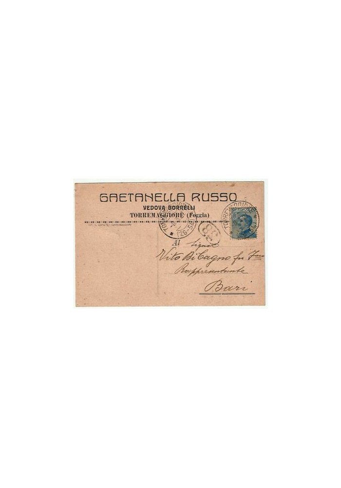 TORREMAGGIORE Gaetanella Russo vedova Borrelli (FOGGIA) CARTOLINA 1921 VIAGGIATA