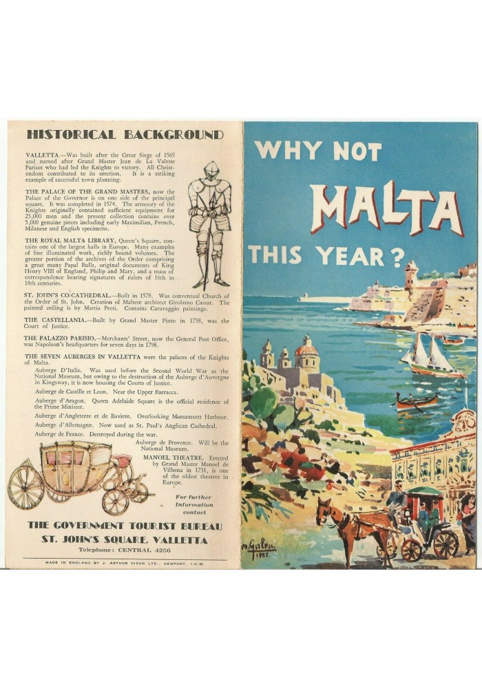 WHY NOT MALTA THIS YEAR Depliant Brochure advertisement tourist turismo 1955