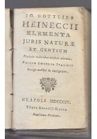 ELEMENTA JURIS NATURAE ET GENTIUM Gottlieb Heineccii 1804 Antonio Russo Napoli