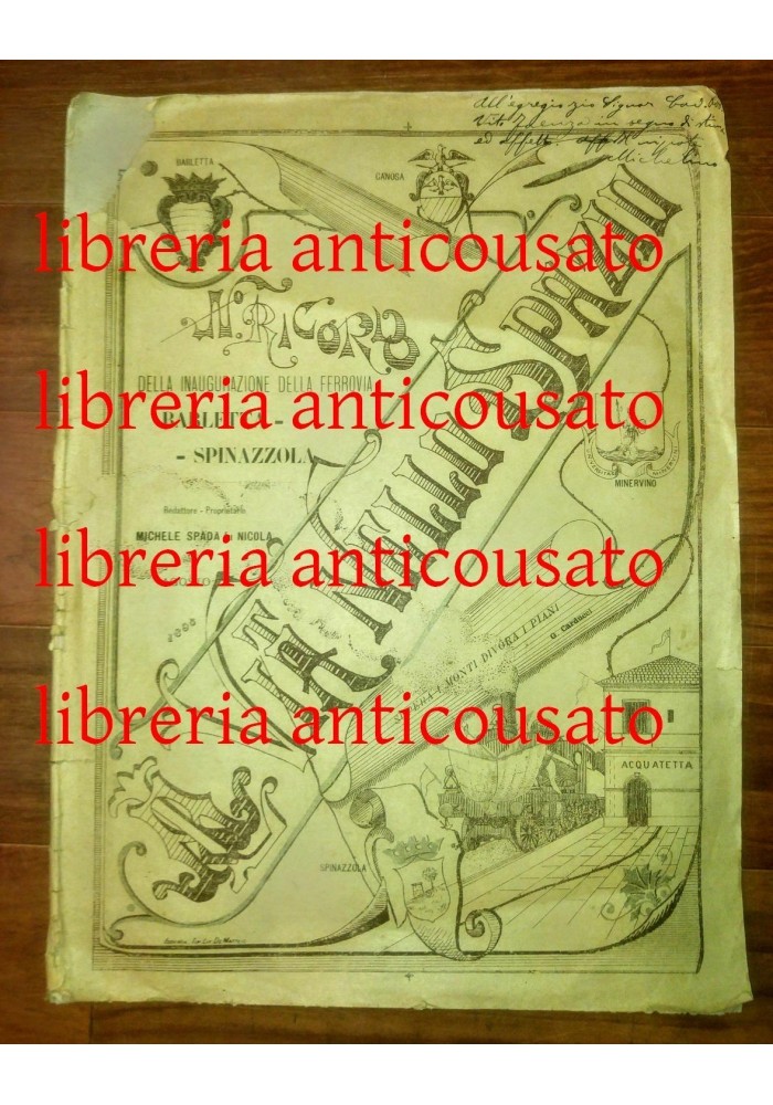 Ferrovia Barletta Spinazzola LA VITA NELLO SPAZIO 1895 giornale inaugurazione