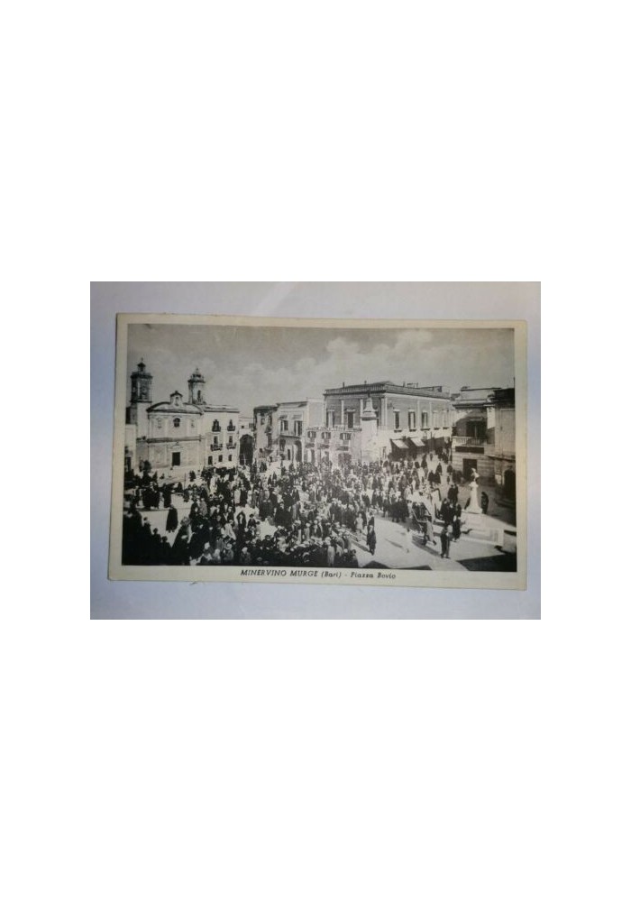 MINERVINO MURGE BARI PIAZZA BOVIO Cartolina Viaggiata 1952 Animata f.to piccolo