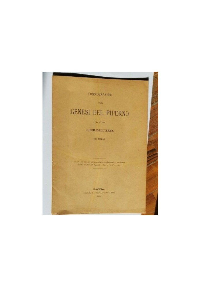 CONSIDERAZIONI SULLA GENESI DEL PIPERNO di Luigi Dell'Erba 1892 petrografia