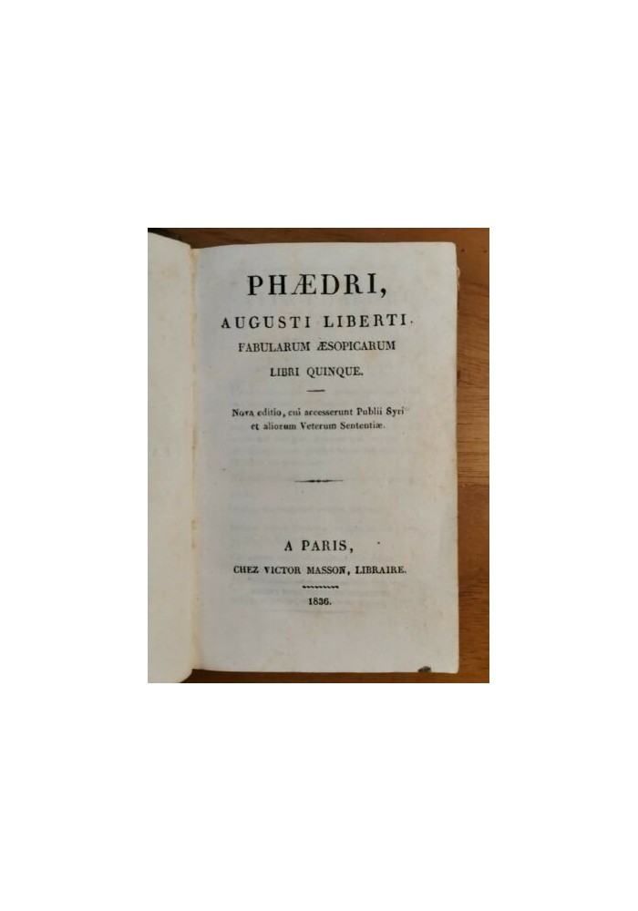 LIBRO ANTICO 3 volumi Fedro Sallustio Cornelio Nepote 1836 Victor Masson LATINO