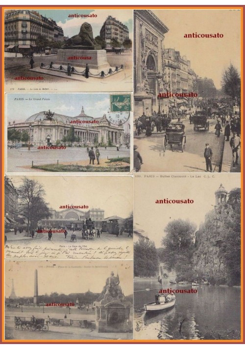 6 CARTOLINE ANTICHE PARIS Parigi viaggiate animata postcard carte postale tarjet