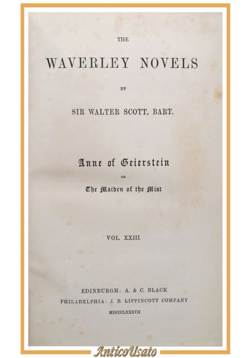 ANNE OF GEIERSTEIN THE MAIDEN OF MIST Walter Scott volume XXIII 1887 Black Libro