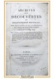 ARCHIVES DES DECOUVERTES ET DES INVENTIONS NOUVELLES 1820 Treuttel Würtz Libro