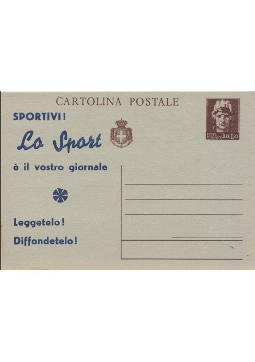 CARTOLINA Giornale LO SPORT di Bari postale pubblicitaria lire 1,20 Turrita 1945