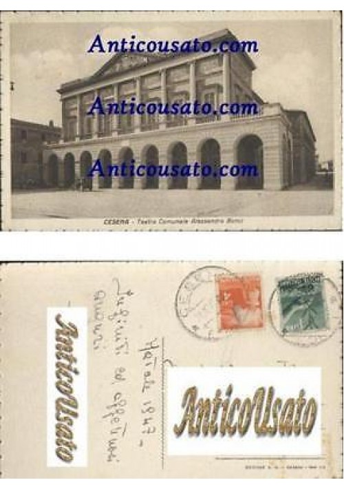 CESENA TEATRO COMUNALE BONCI CARTOLINA VIAGGIATA 1947 ORIGINALE formato piccolo