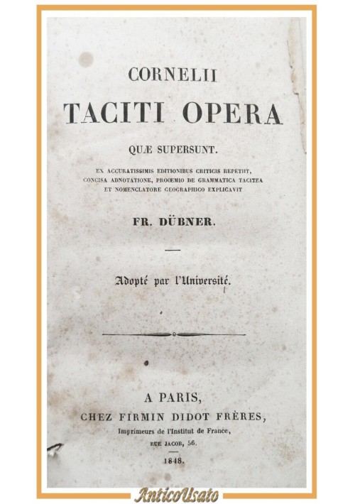 CORNELII TACITI OPERA QUAE SUPERSUNT 1848 Firmin Didot Frères Libro antico