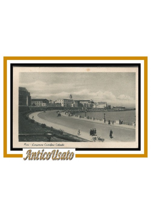 Cartolina Bari Lungomare Cristoforo Colombo Originale Viaggiata 1945 postcard