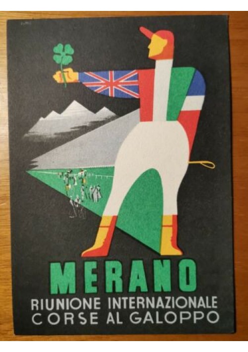 Cartolina Merano Riunione Internazionale Corse Al Galoppo 1951 non viaggiata 