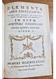 ELEMENTA IURIS ECCLESIASTICI disciplina regni neapolitani 1784 Libro antico