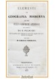 ELEMENTI DI GEOGRAFIA MODERNA per gioventù studiosa Palmieri  1857 Libro antico