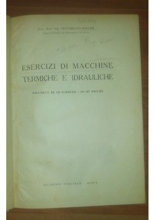 ESERCIZI DI MACCHINE TERMICHE E IDRAULICHE Vittorugo Foschi Libro 