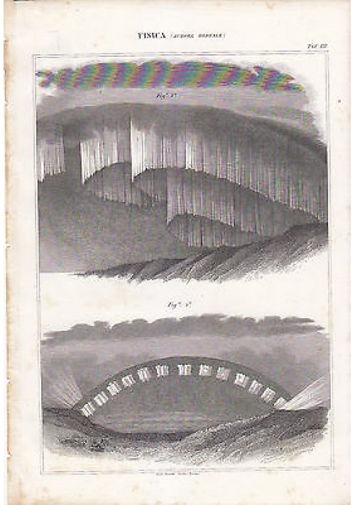 FISICA AURORA BOREALE INCISIONE STAMPA RAME 1866 TAVOLA ANTICA ORIGINAL