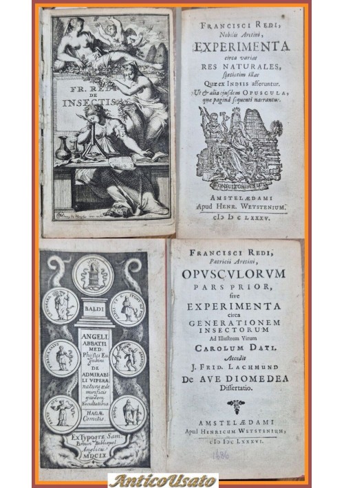 FRANCISCI REDI OPUSCULORUM + EXPERIMENTA + DE ADMIRABILI VIPERA 1685 Libro I ed