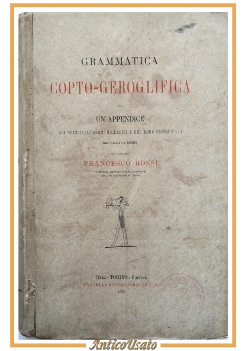 GRAMMATICA COPTO GEROGLIFICA di Francesco Rossi 1878 Fratelli Bocca Libro antico