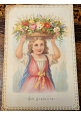 JCH GRATULIRE greetings card biglietto di auguri 1900 Antico merlettato cromolit