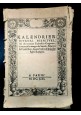 KALENDRIER JOURNAL PERPETUEL 20 tavole REPRINT dell'opera del 1621